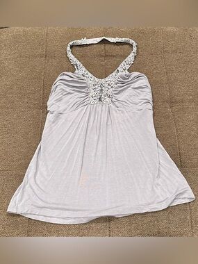 Express Light Gray Halter Top
